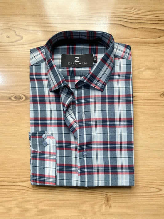 MFS615 R Blue Checks Formal Dress Shirt For Men