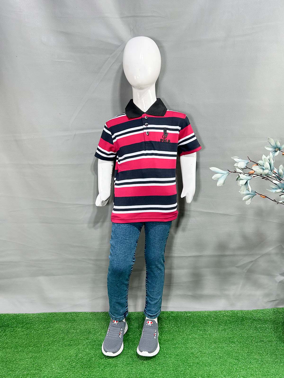 2Yrs - 7Yrs Pink Stripes T-Shirt For Boys SG BTS121