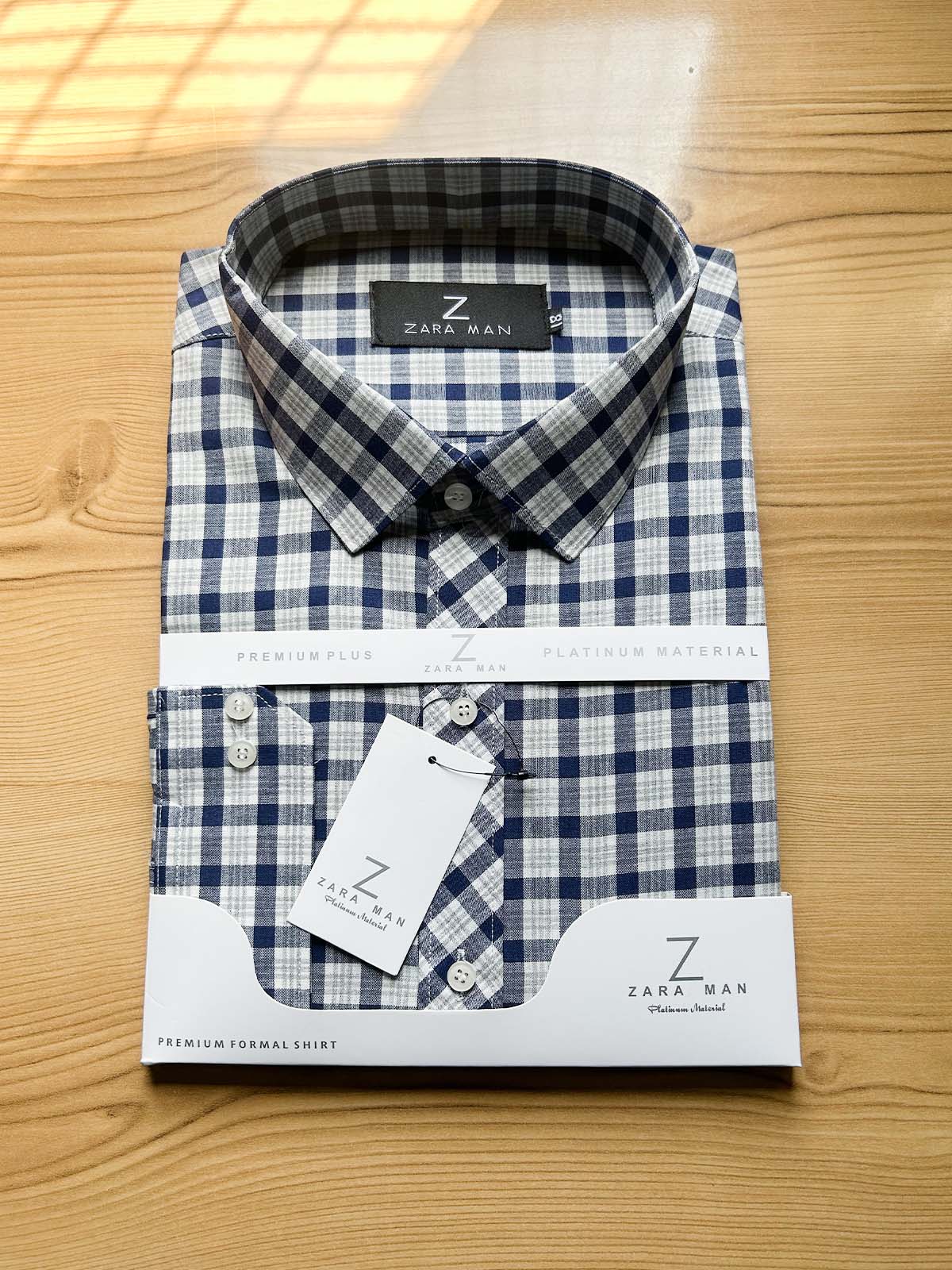 Grey Checks Formal Dress Shirt For Men MFS551