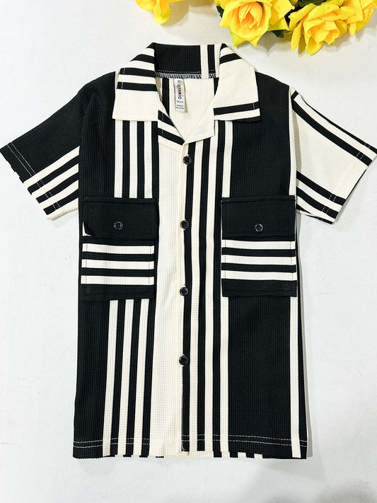 4Yrs - 10Yrs Black Old Money Shirt for Boys BCS67