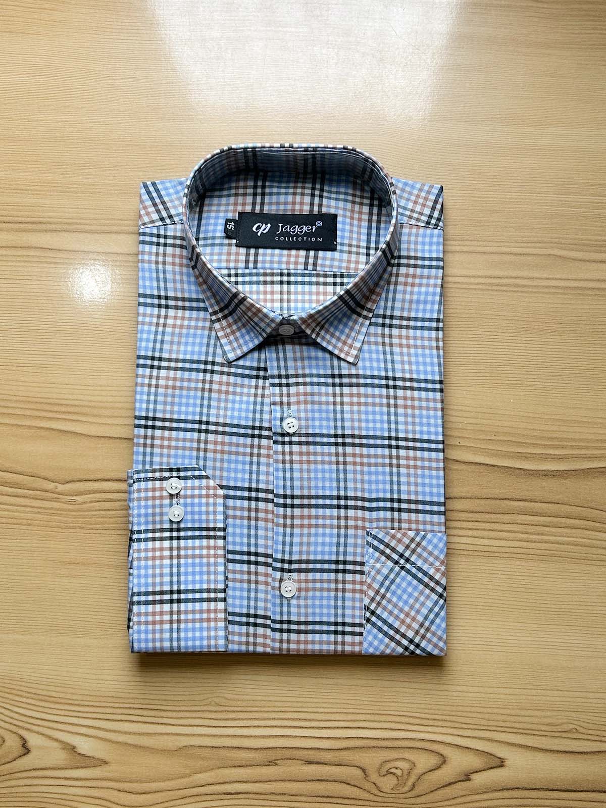 Blue Checks Formal Dress Shirt For Men MFS482