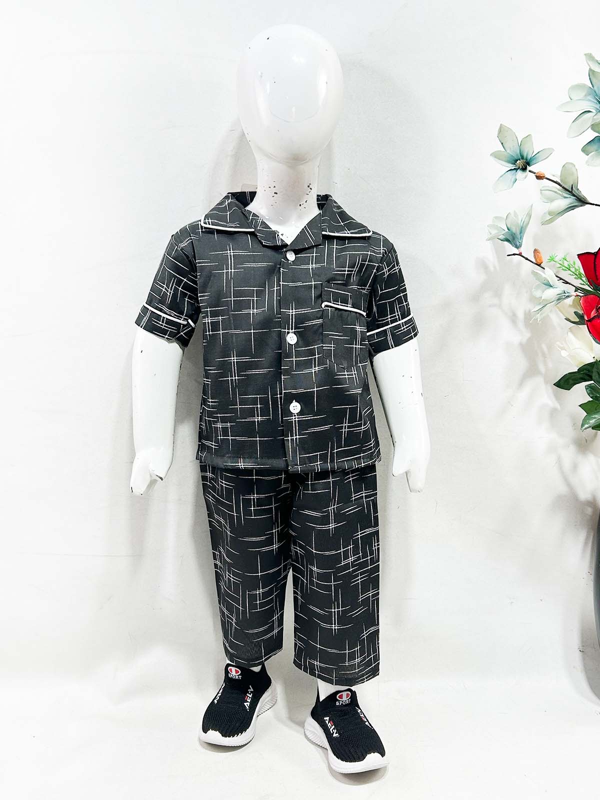 1Yrs - 5Yrs Black Cotton Night Suit For Kids NG BNS33