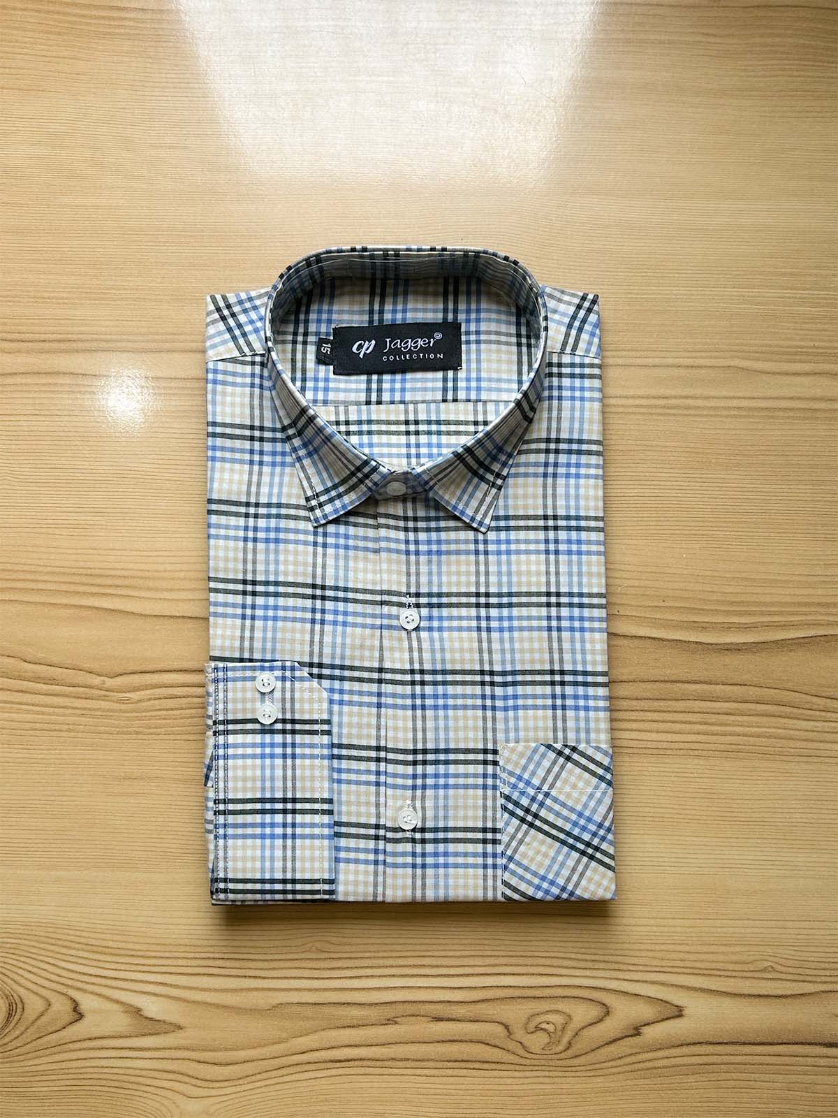 Y White Checks Formal Dress Shirt For Men MFS481