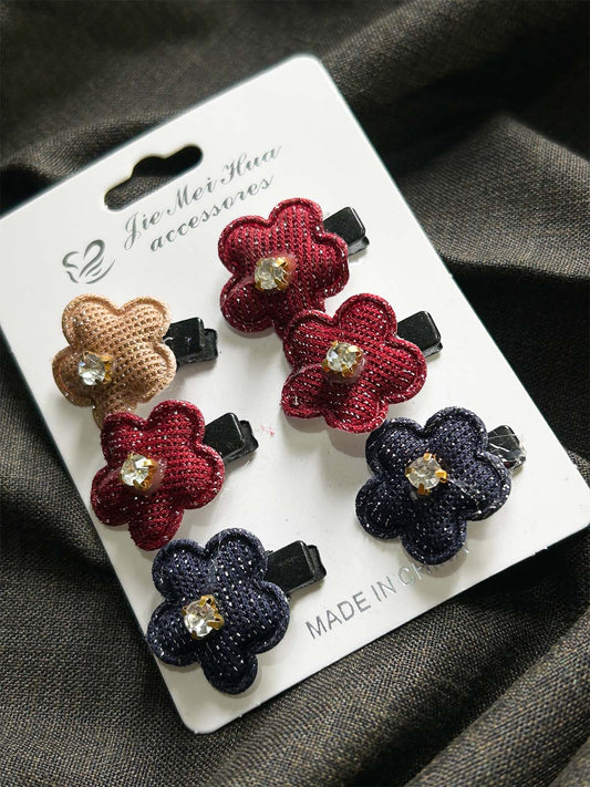 Pack Of 6 Multicolor Hair Clips For Girls GHB45