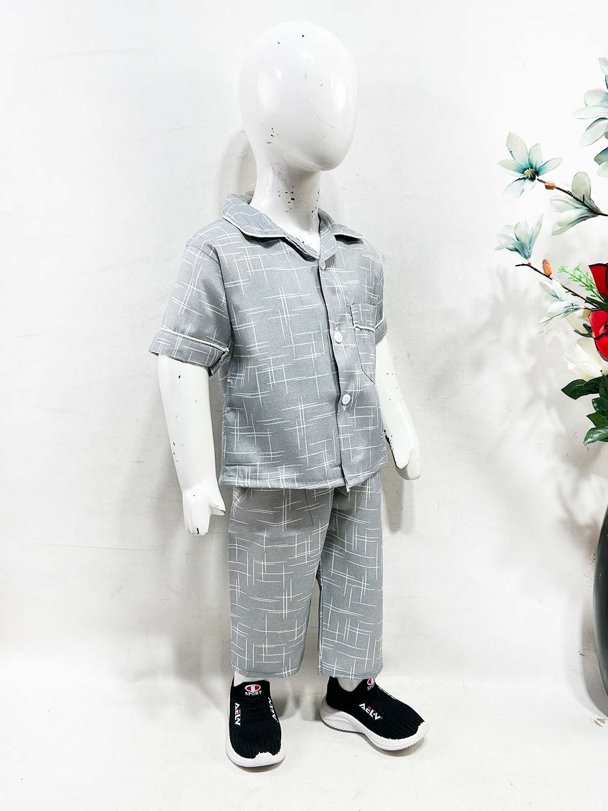 1Yrs - 5Yrs Grey Cotton Night Suit For Kids NG BNS34