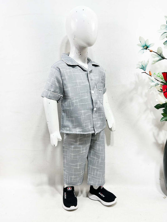 1Yrs - 5Yrs Grey Cotton Night Suit For Kids NG BNS34