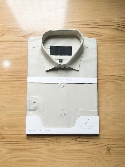 Beige Self Formal Dress Shirt For Men MFS517