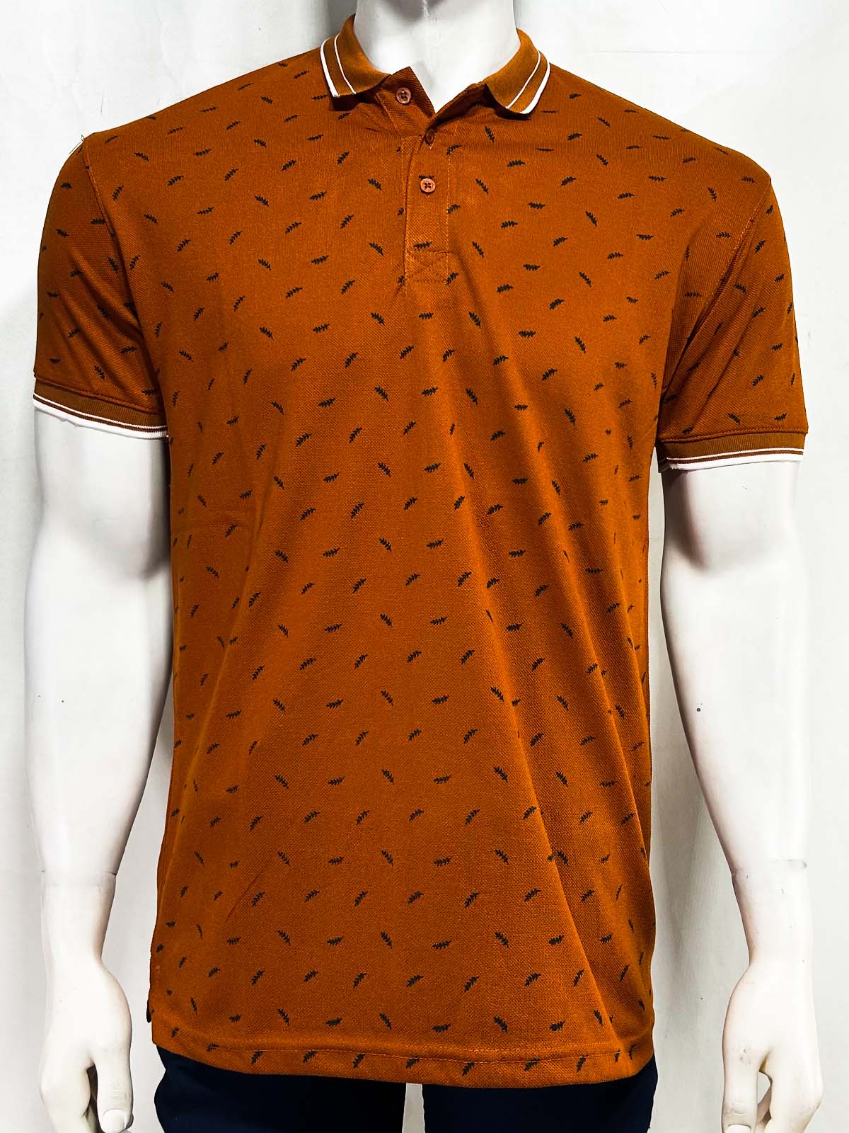 Orange Printed Polo T-Shirt For Men MTS427