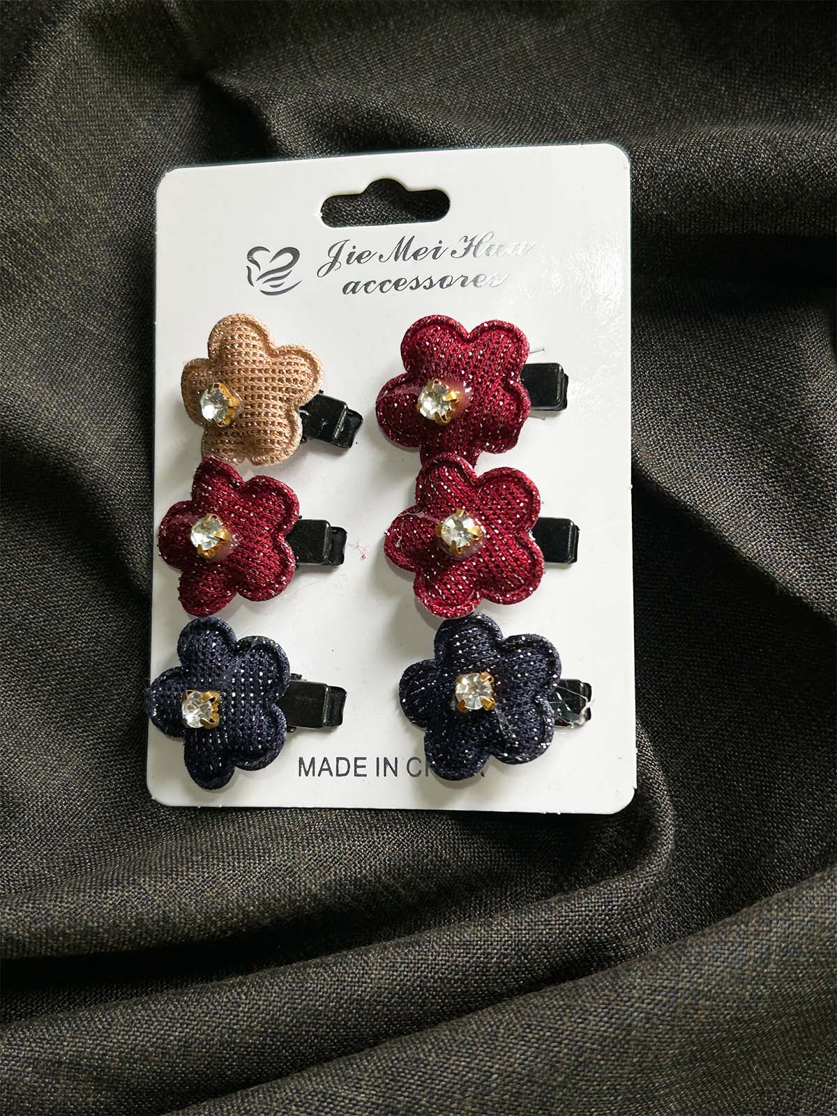 Pack Of 6 Multicolor Hair Clips For Girls GHB45