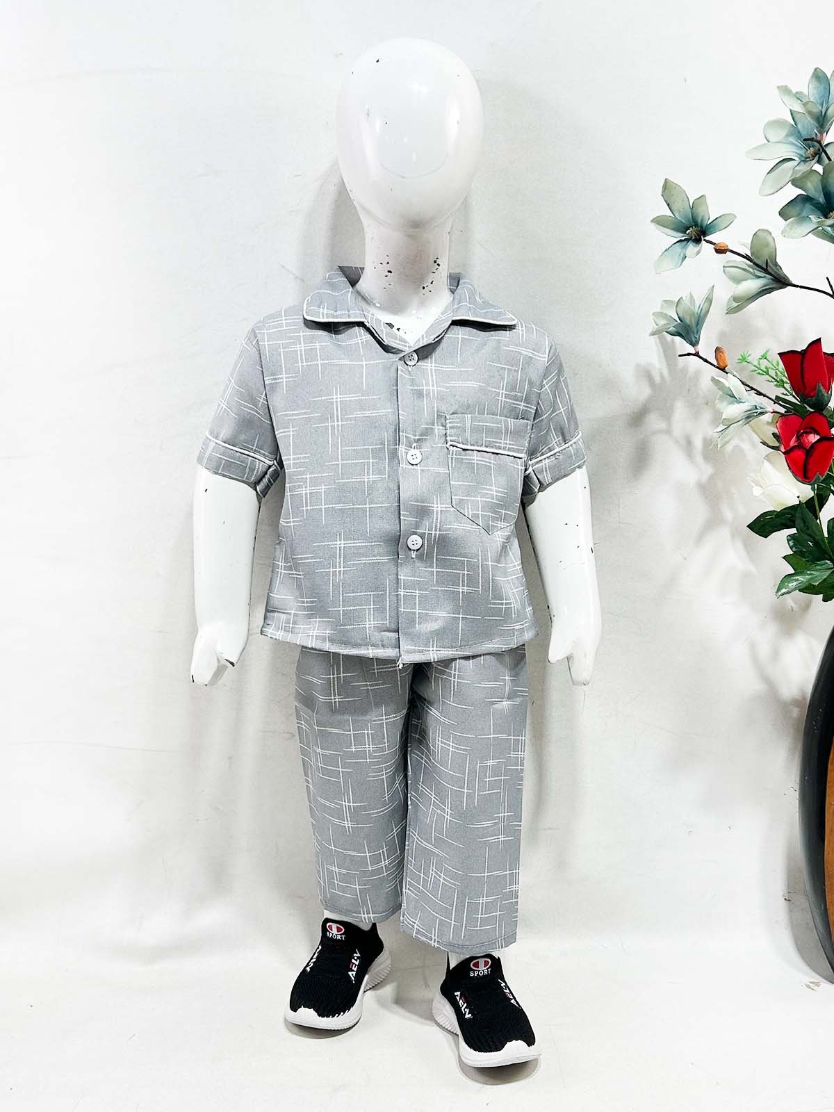 1Yrs - 5Yrs Grey Cotton Night Suit For Kids NG BNS34