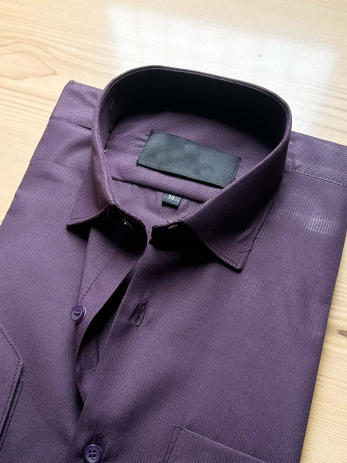 Burgundy Textured Formal Dress Shirt For Men MFS518 – The Cut Price