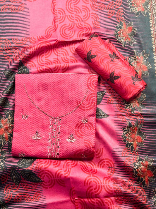 3Pcs Unstitched Digital Lawn Suit For Women WU262