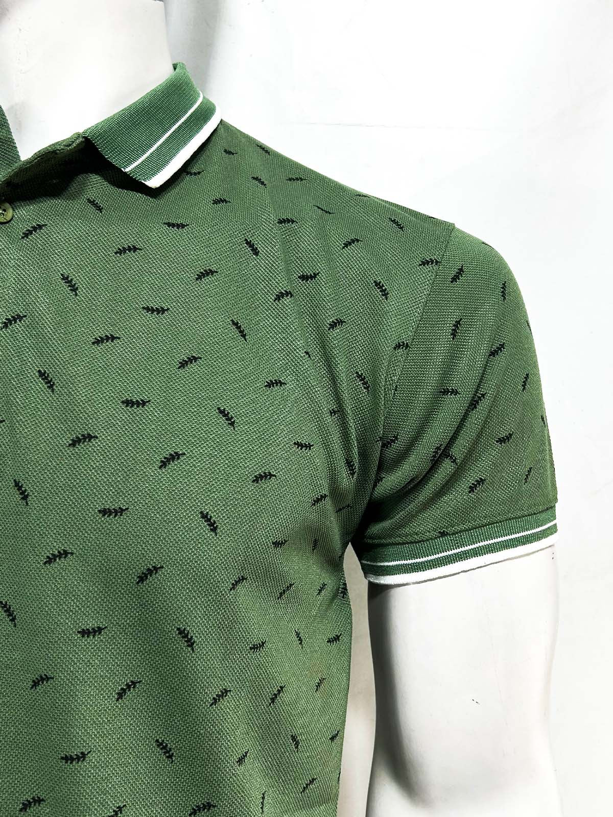 Green Printed Polo T-Shirt For Men MTS428