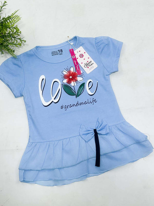 2Yrs - 7Ys Love Blue T-Shirt For Girls SK GTS117