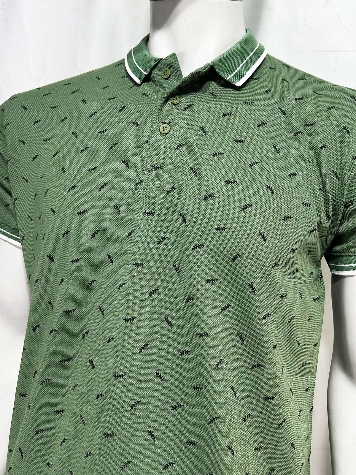 Green Printed Polo T-Shirt For Men MTS428