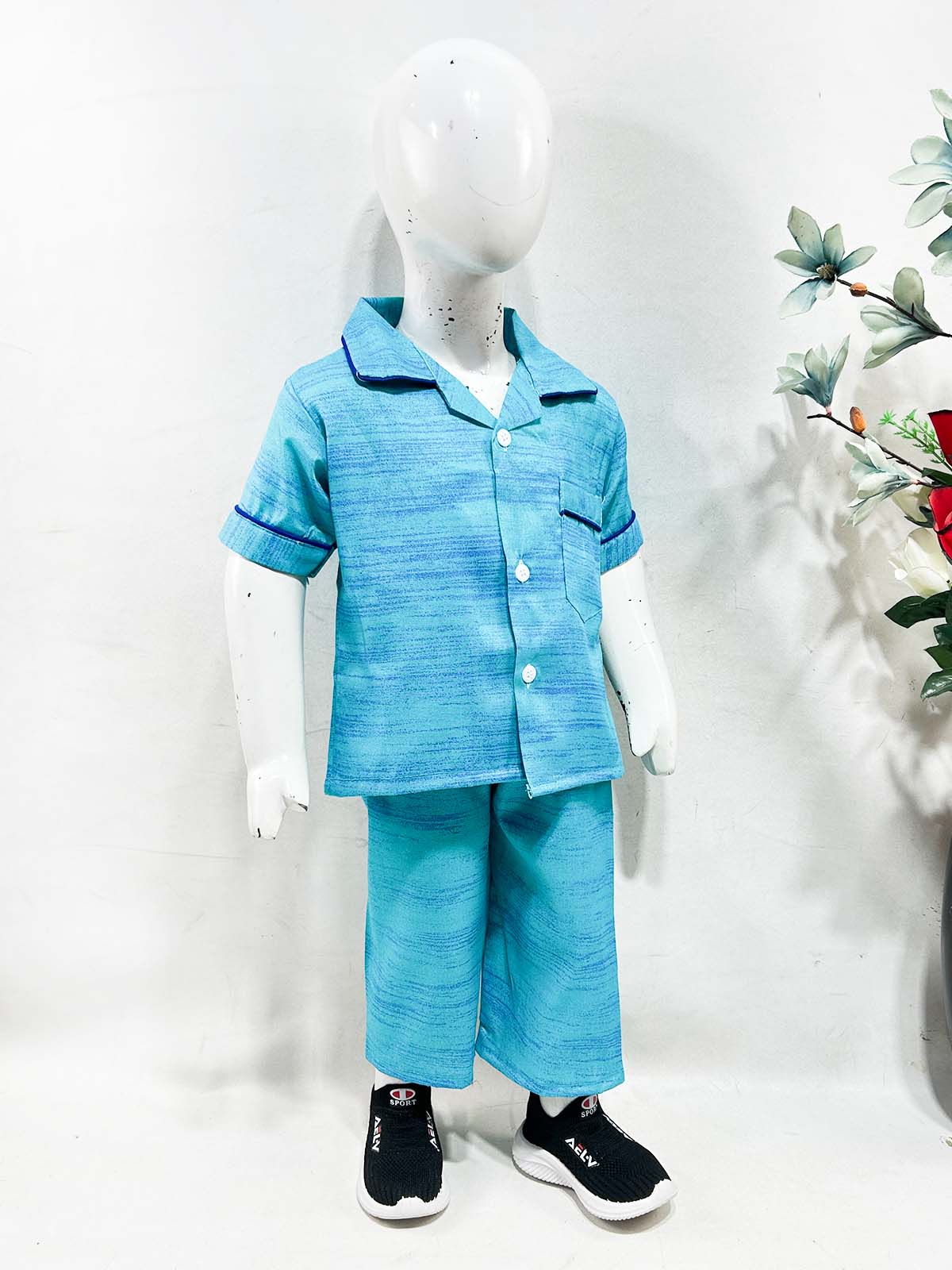 1Yrs - 5Yrs Ferozi Cotton Night Suit For Kids NG BNS35