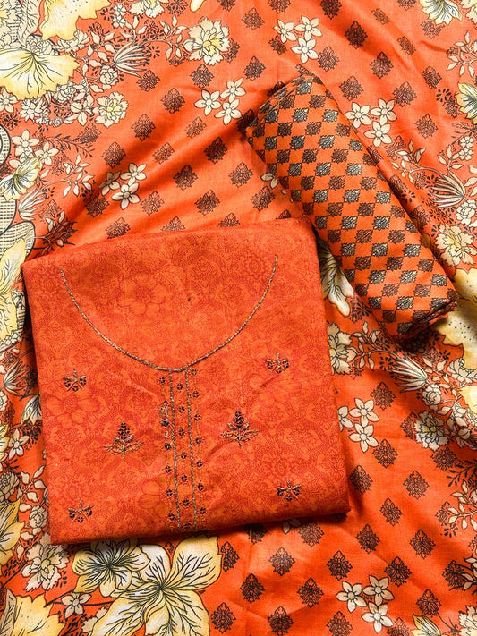 3Pcs Unstitched Digital Lawn Suit For Women WU266