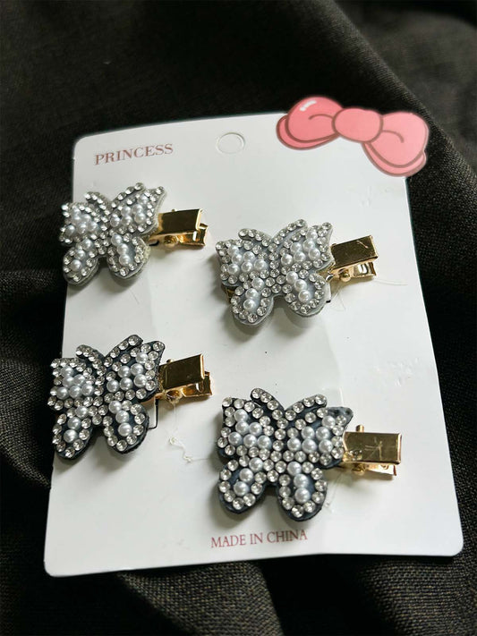 Pack Of 4 Multicolor Hair Clips For Girls GHB47