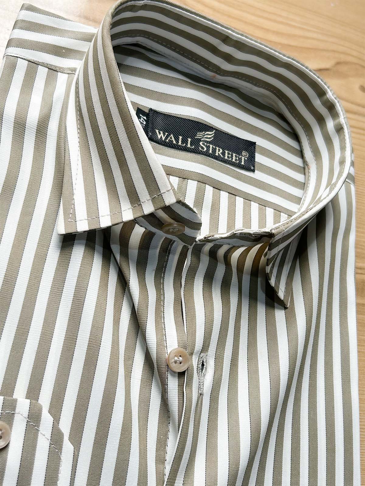 MFS618 Brown Lines Formal Dress Shirt For Men