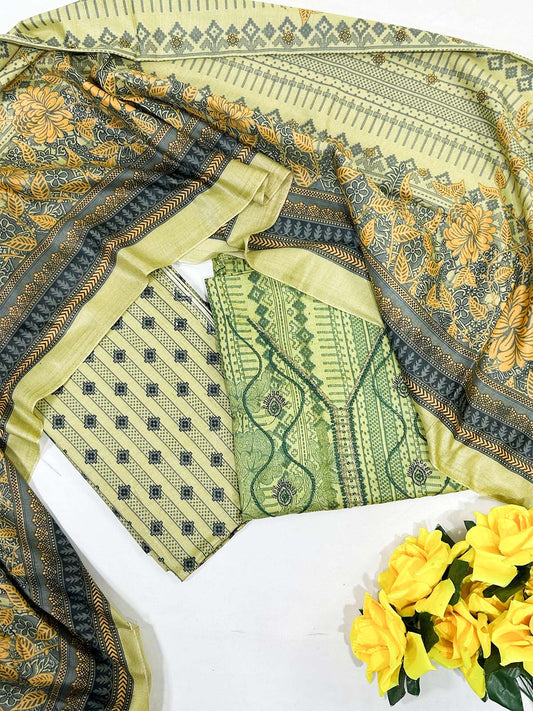 3Pcs Unstitched Digital Lawn Suit For Women WU164