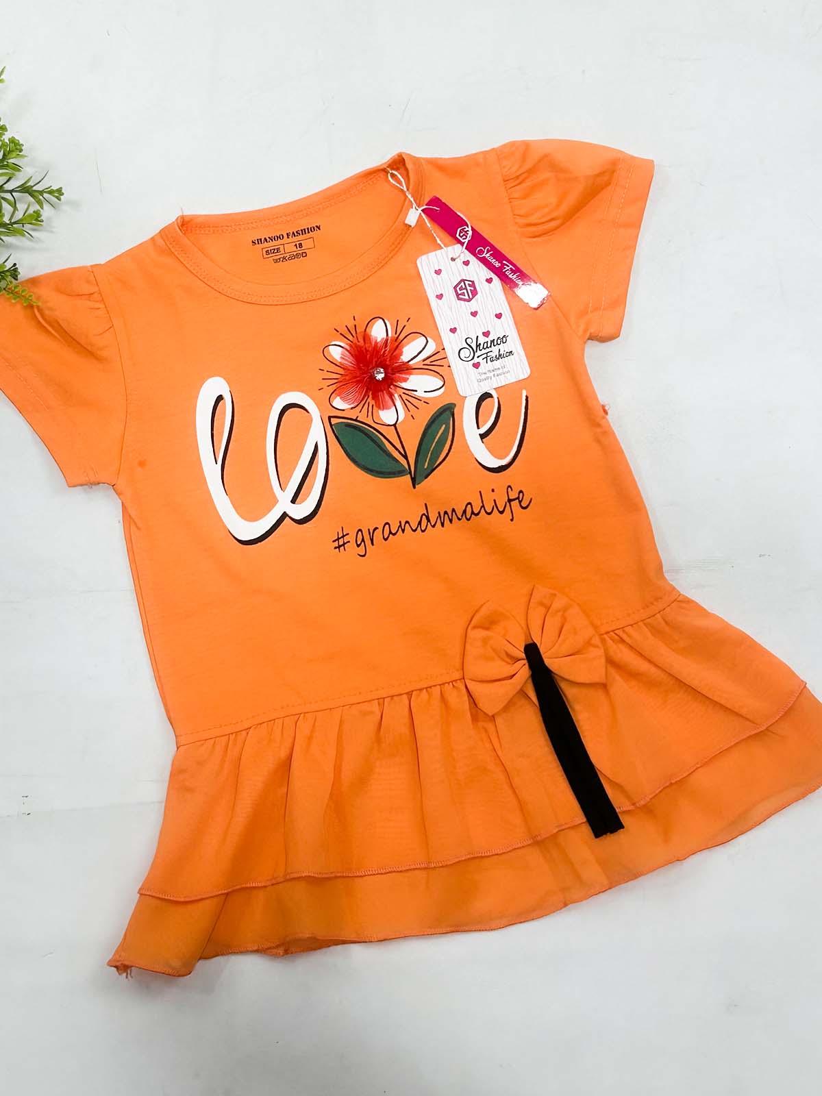 2Yrs - 7Ys Love Orange T-Shirt For Girls SK GTS118