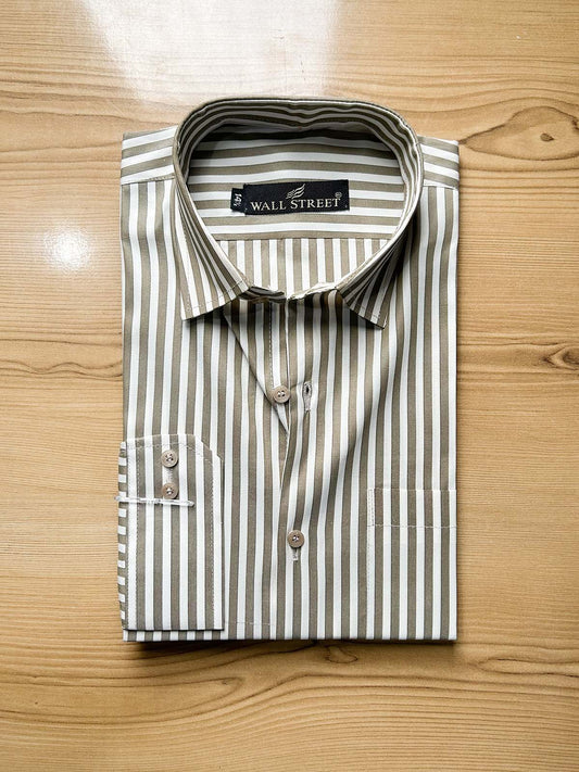 MFS618 Brown Lines Formal Dress Shirt For Men