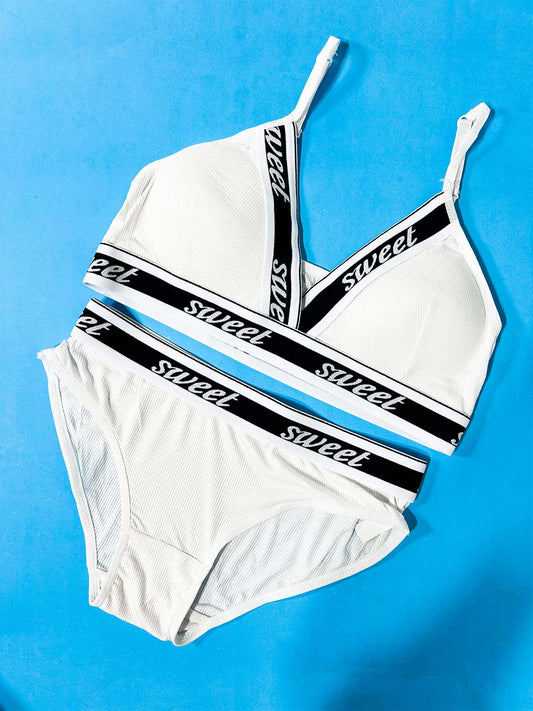 Seamless White Padded Bra Panty Set for Girls and Women LB58