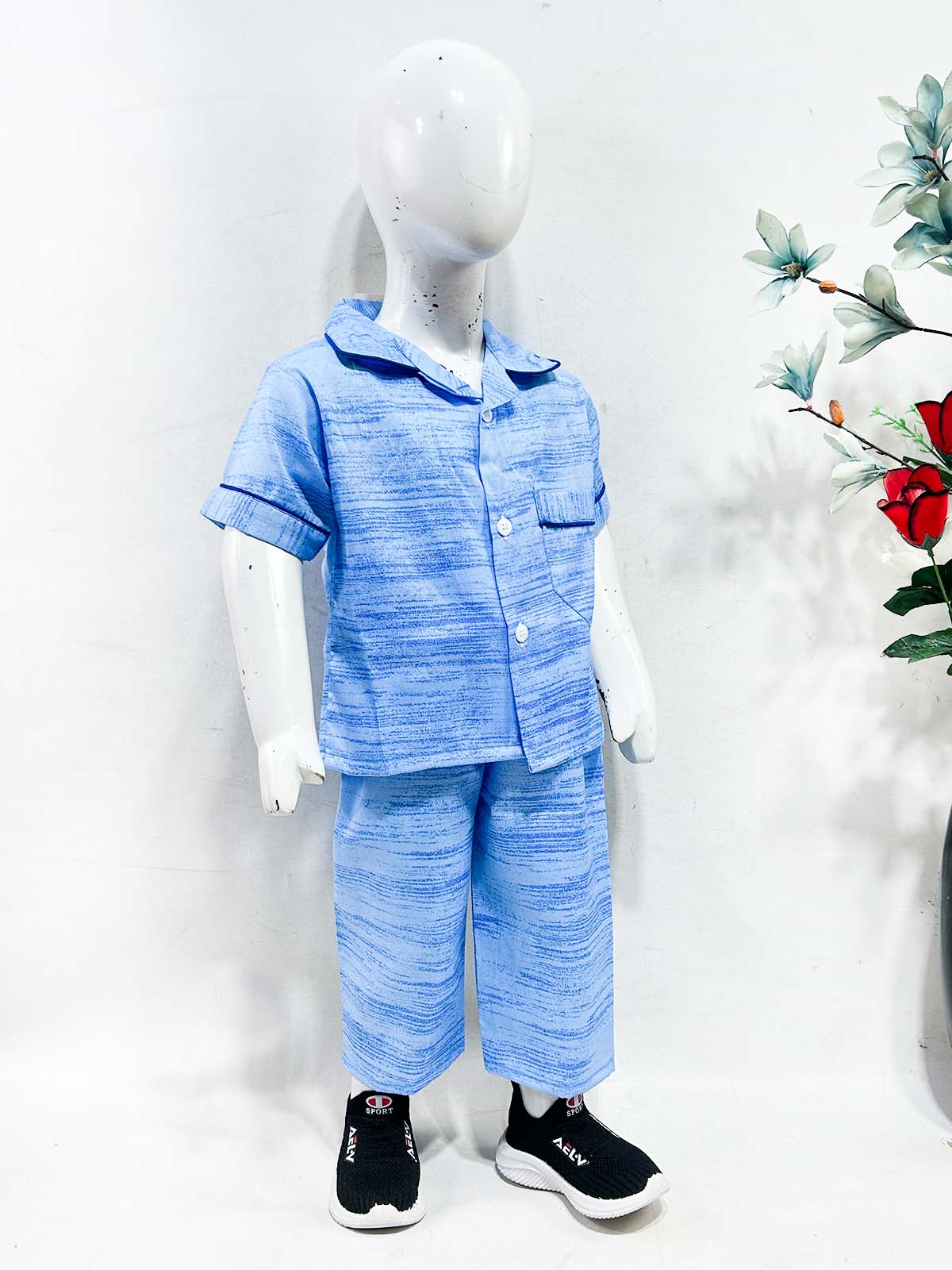 1Yrs - 5Yrs Blue Cotton Night Suit For Kids NG BNS36