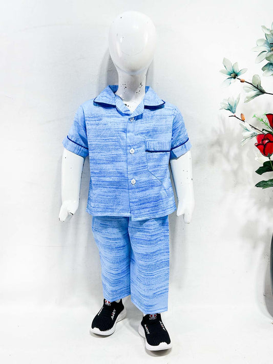 1Yrs - 5Yrs Blue Cotton Night Suit For Kids NG BNS36