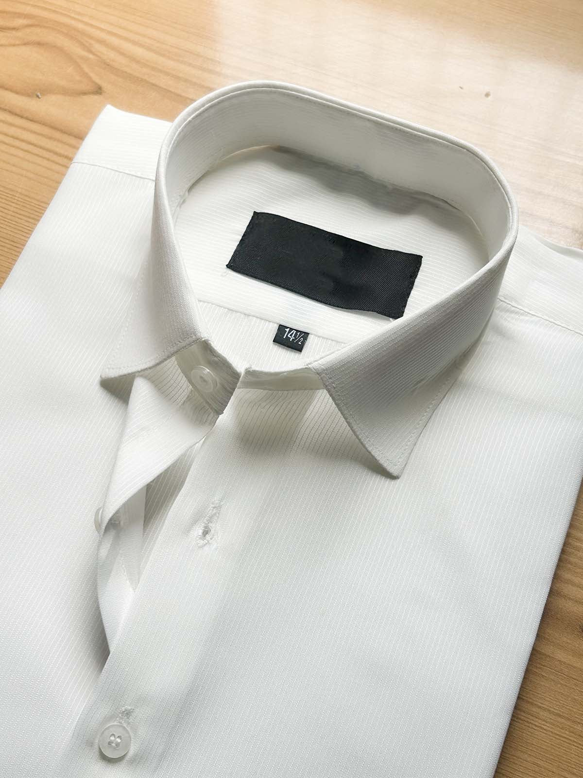 Off White Self Formal Dress Shirt For Men MFS520