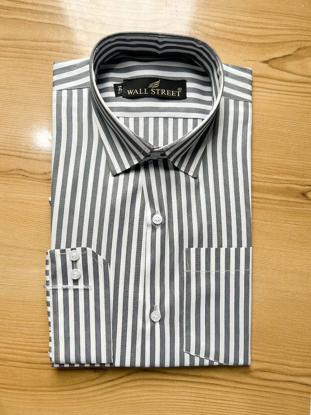 MFS619 Grey Lines Formal Dress Shirt For Men