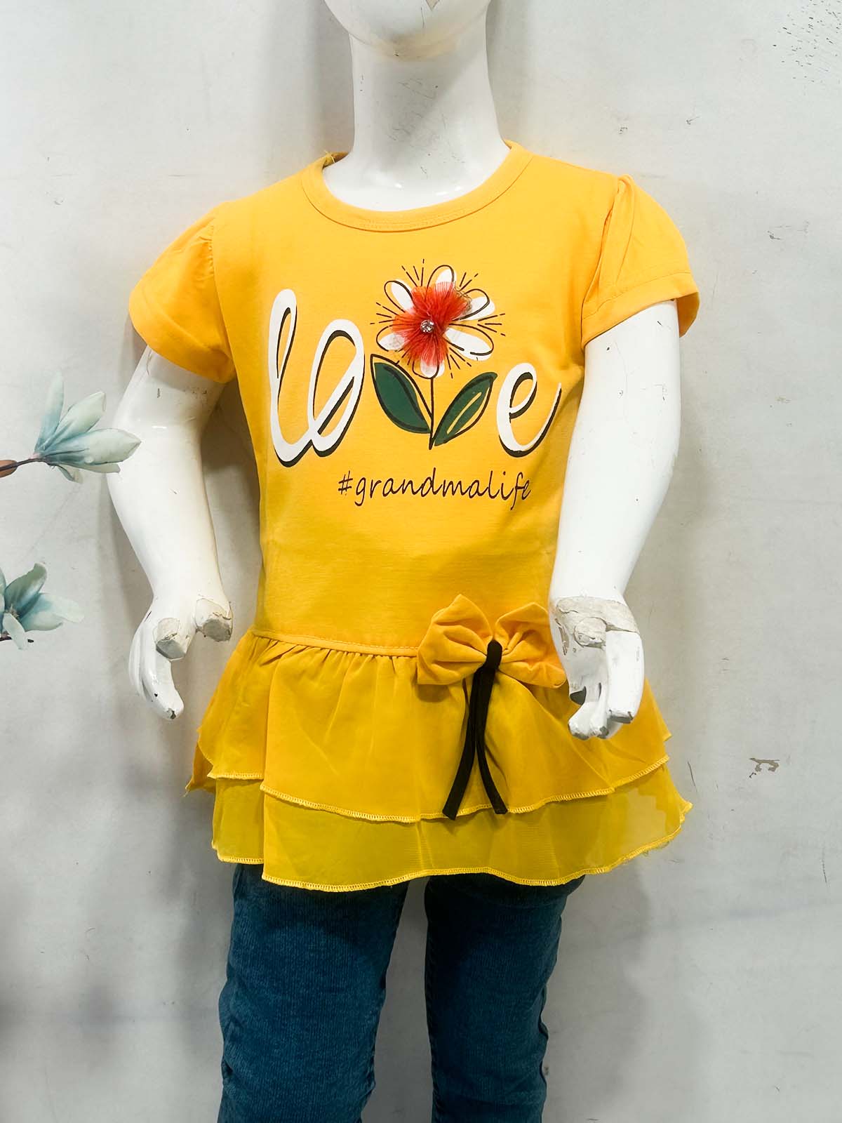 2Yrs - 7Ys Love Yellow T-Shirt For Girls SK GTS115