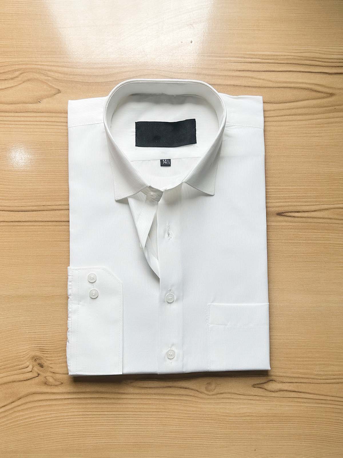 Off White Self Formal Dress Shirt For Men MFS520