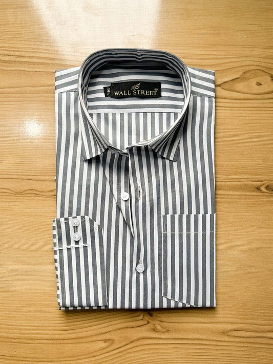 MFS619 Grey Lines Formal Dress Shirt For Men