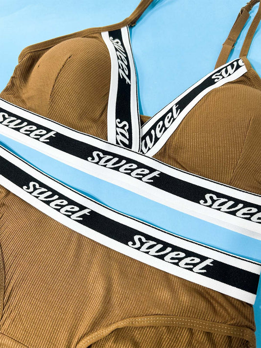 Seamless Brown Padded Bra Panty Set for Girls and Women LB56