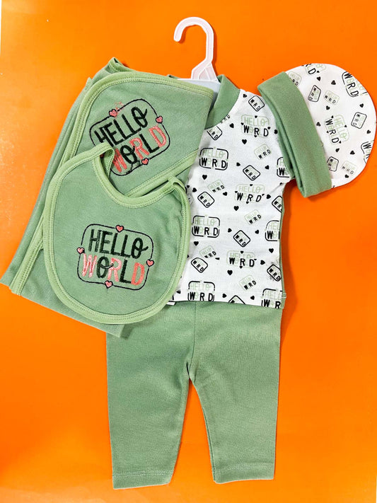 0Mth - 3Mth Green 5Pcs Gift Set For Newborn HG NBGS295