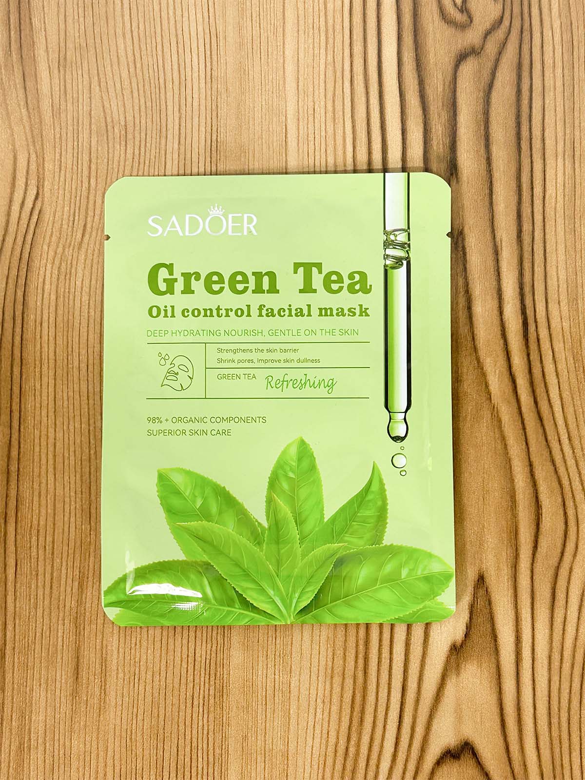 Pack of 3 Green Tea, Strawberry &Hyaluronic Acid Facial Sheet Mask C66