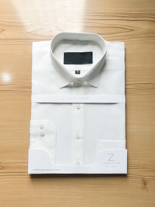 Off White Self Formal Dress Shirt For Men MFS520