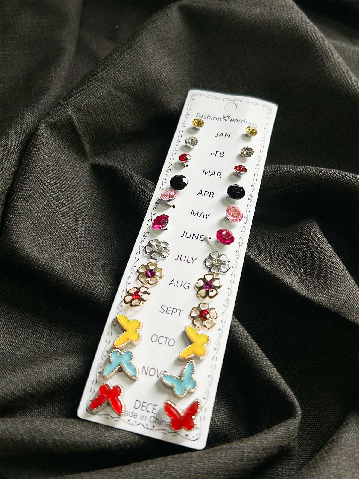 Pack Of 12 Multi Stud Earrings Set GHB65