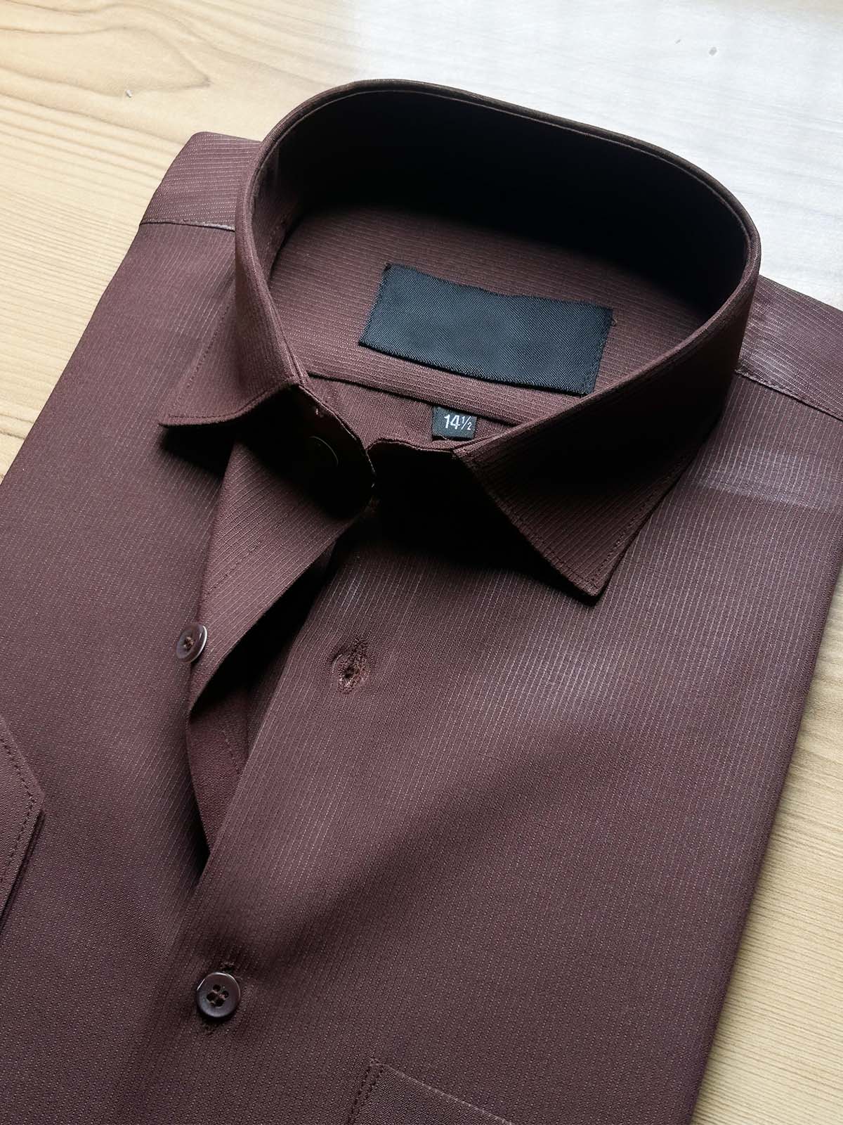 Dark Brown Self Formal Dress Shirt For Men MFS521