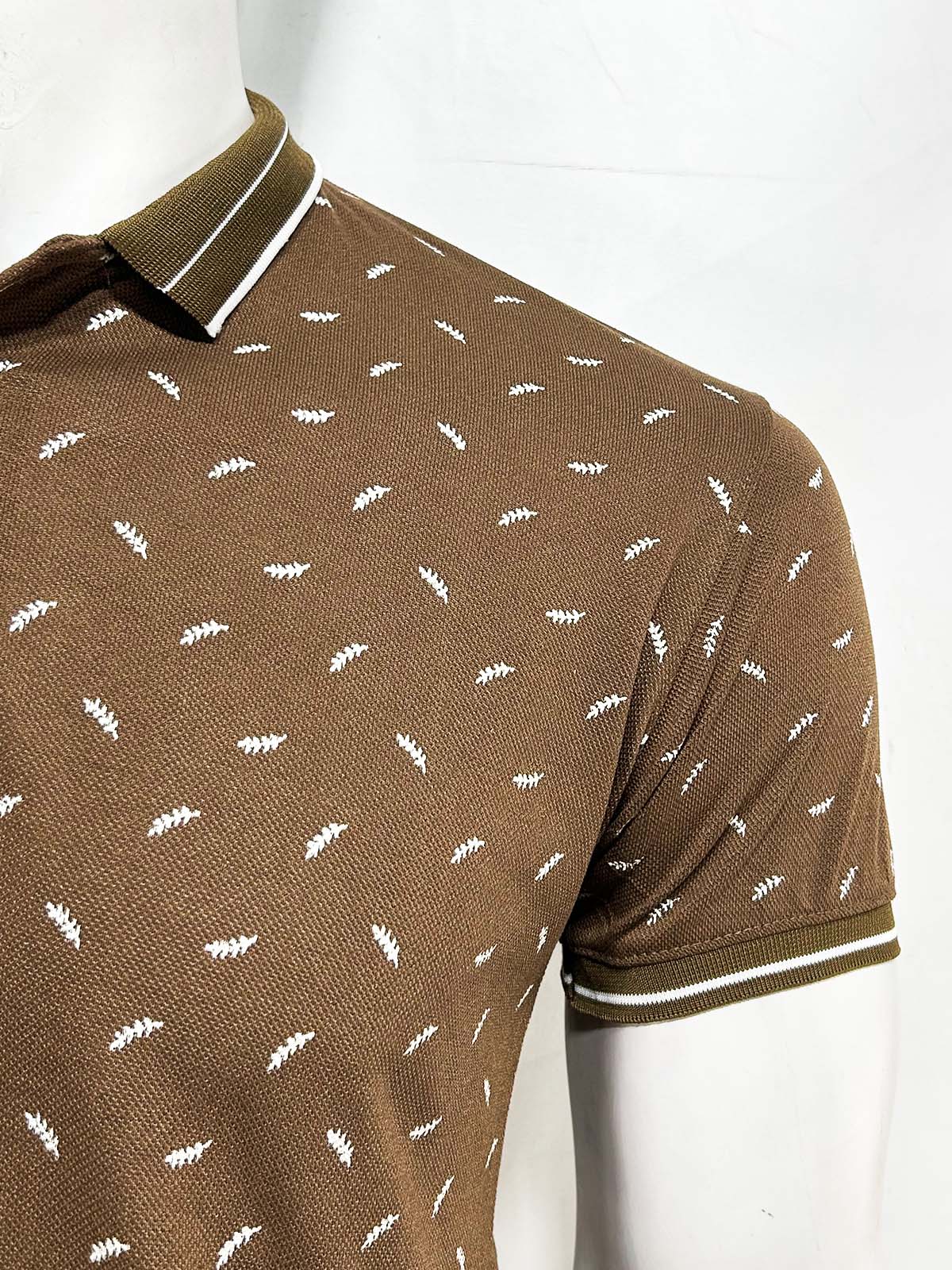 Brown Printed Polo T-Shirt For Men MTS431