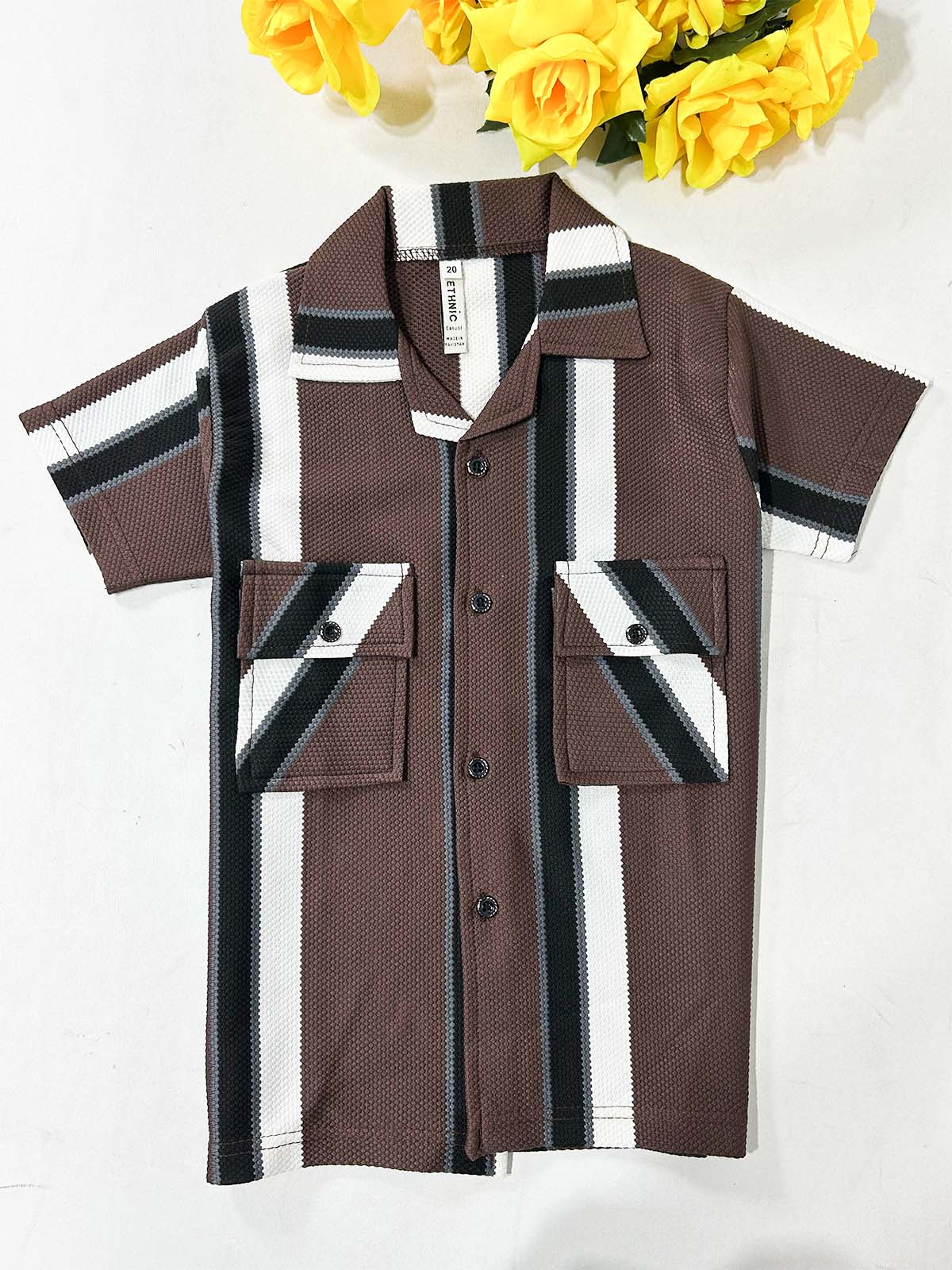 4Yrs - 10Yrs Brown Old Money Shirt for Boys BCS73