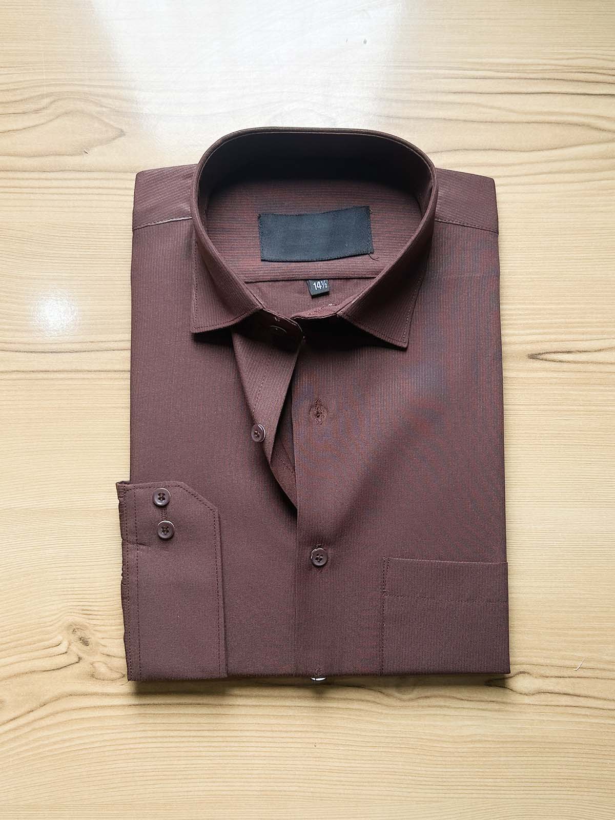Dark Brown Self Formal Dress Shirt For Men MFS521
