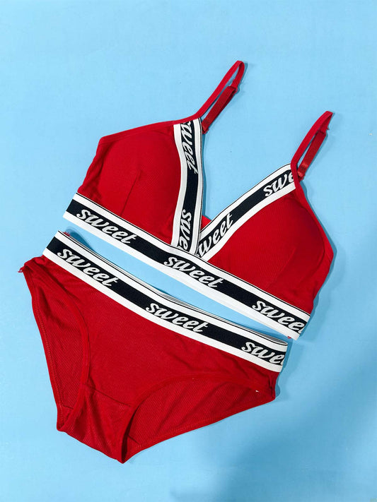 Seamless Red Padded Bra Panty Set for Girls and Women LB55