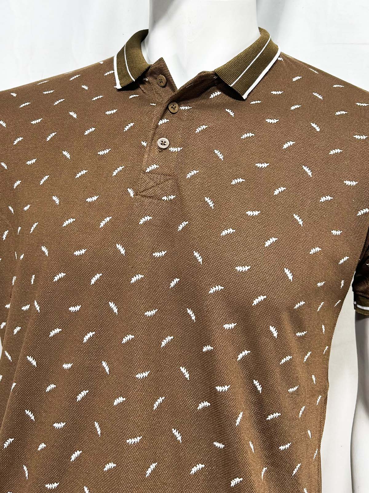 Brown Printed Polo T-Shirt For Men MTS431