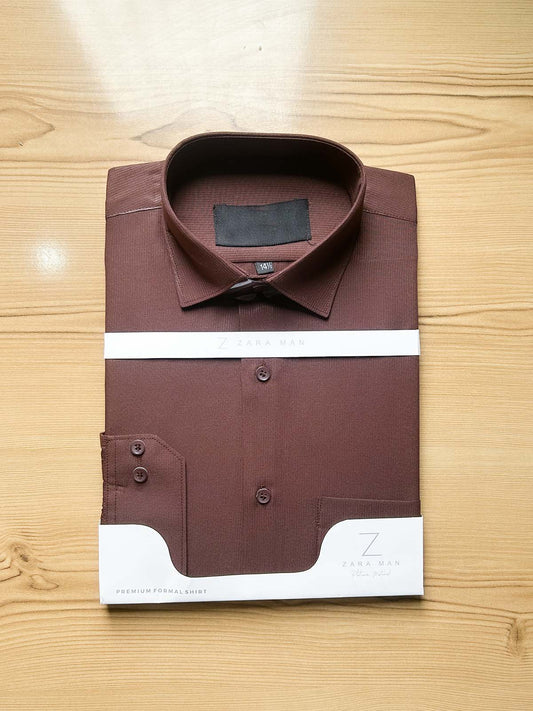 Dark Brown Self Formal Dress Shirt For Men MFS521