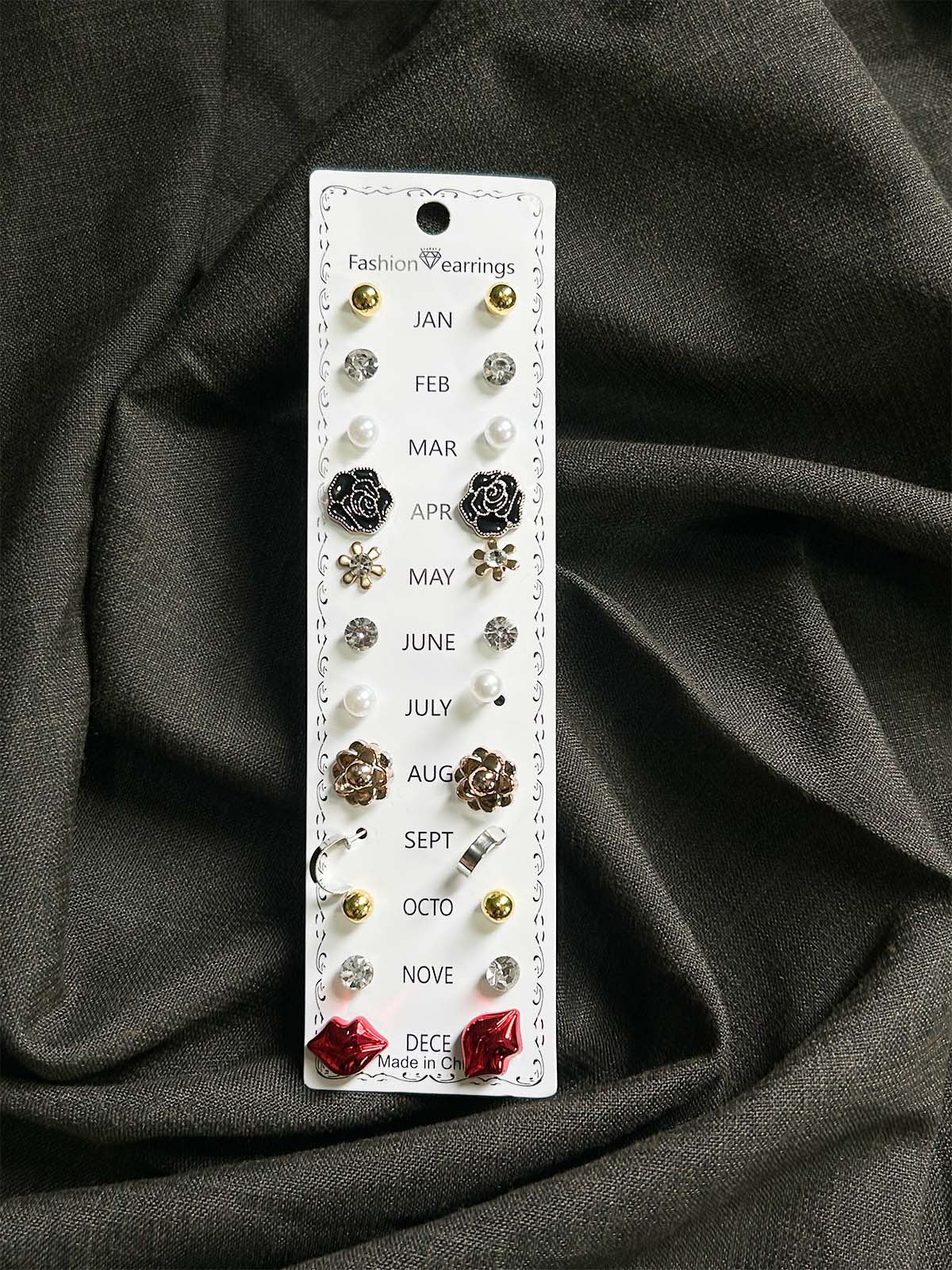 Pack Of 12 Multi Stud Earrings Set GHB66