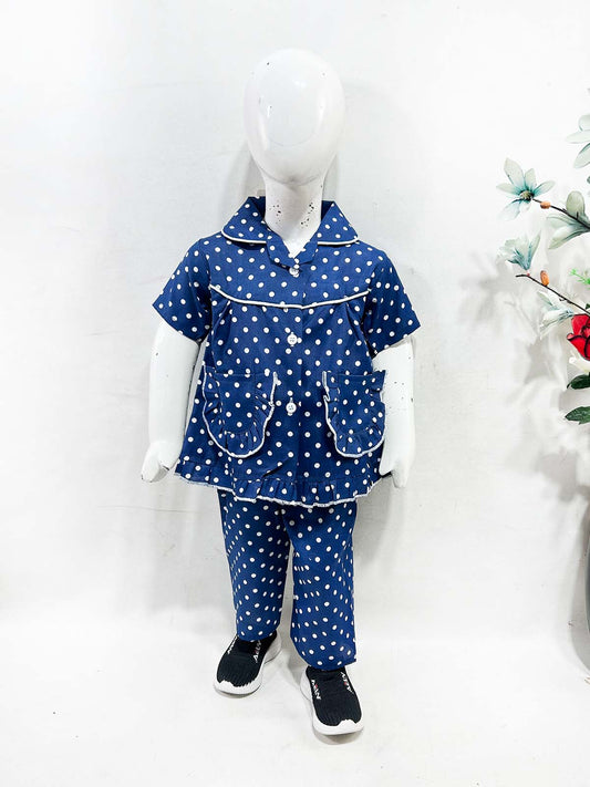 1Yrs - 5Yrs Blue Cotton Night Suit For Girls NG GNS36