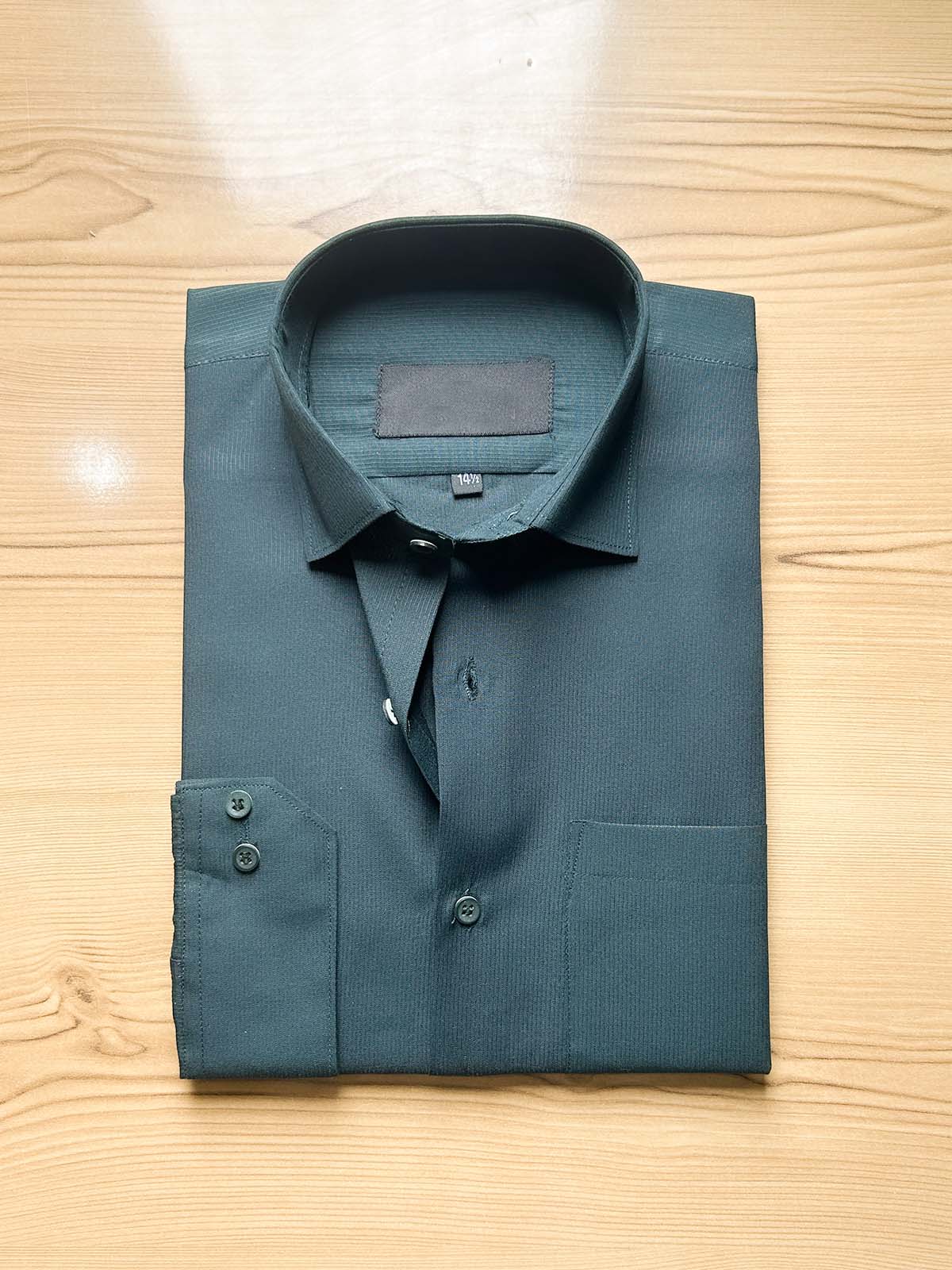 Dark Green Self Formal Dress Shirt For Men MFS522