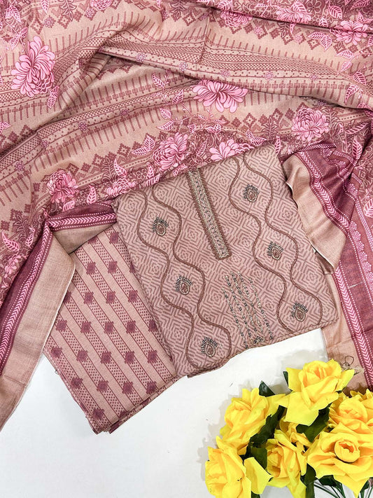 3Pcs Unstitched Digital Lawn Suit For Women WU159